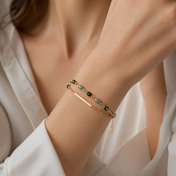 Manon – Green Stone Bracelet in Gold
