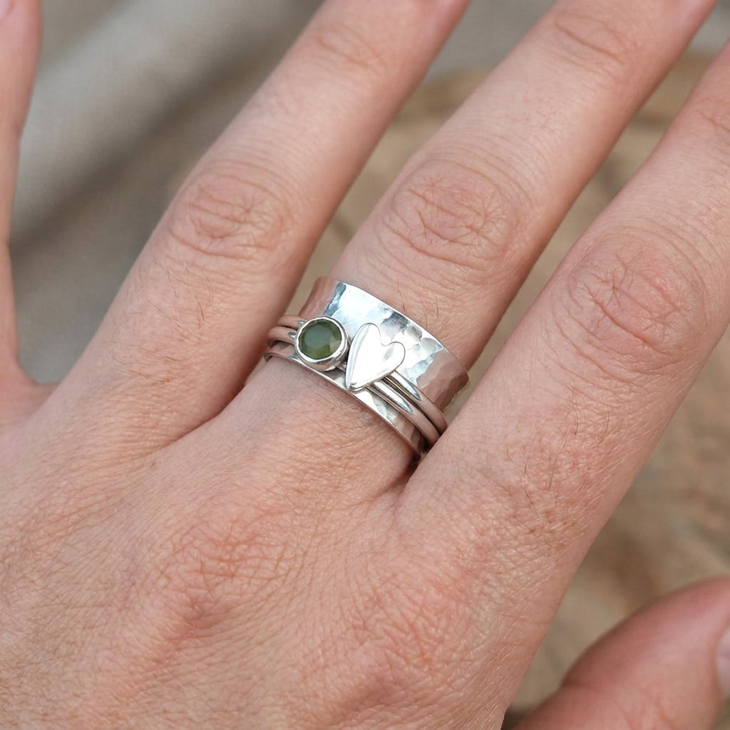 Maely – Silver Retro Style Heart Ring