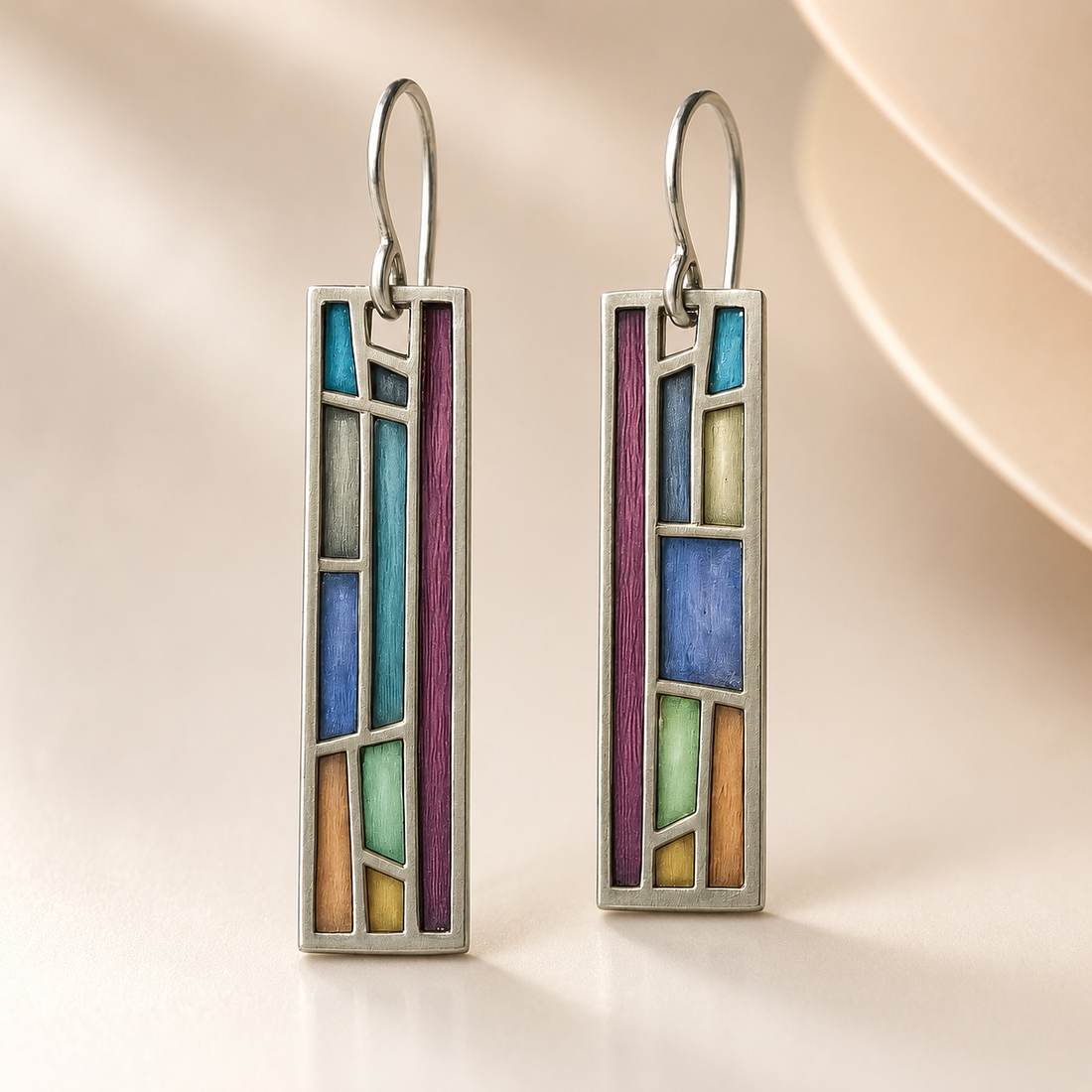 Lina – Vintage silver earrings with color accents