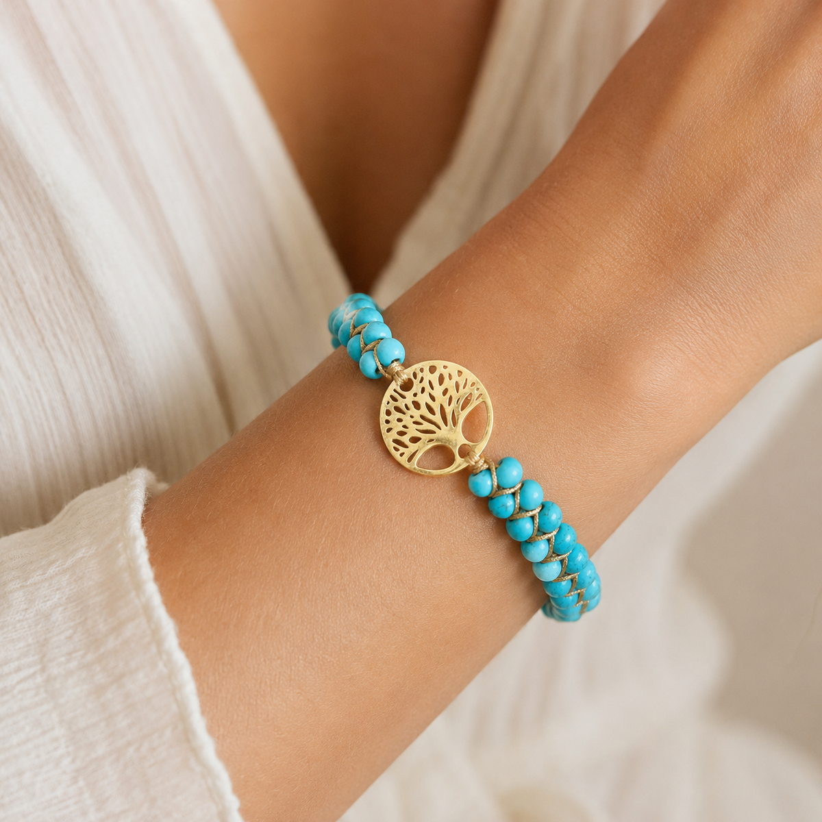 Arboréa – Bracelet of the tree of life handmade with turquoise