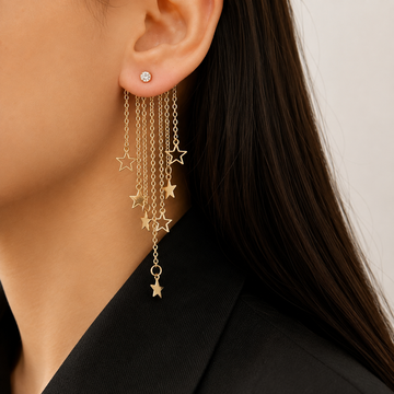 Valerie – Hanging star earrings with fringes