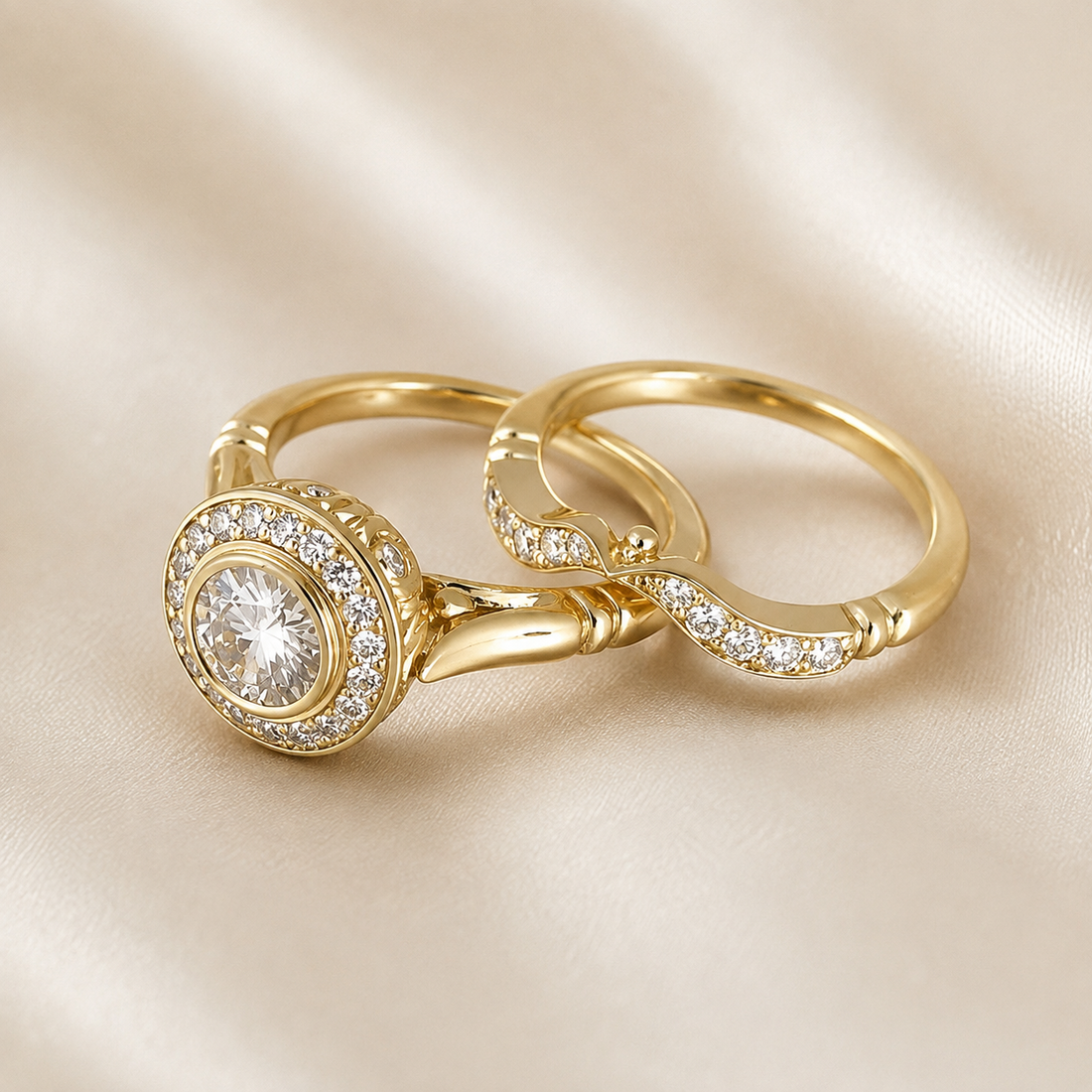Beatrice – Pack of Vintage Gold Rings with Cubic Zirconia