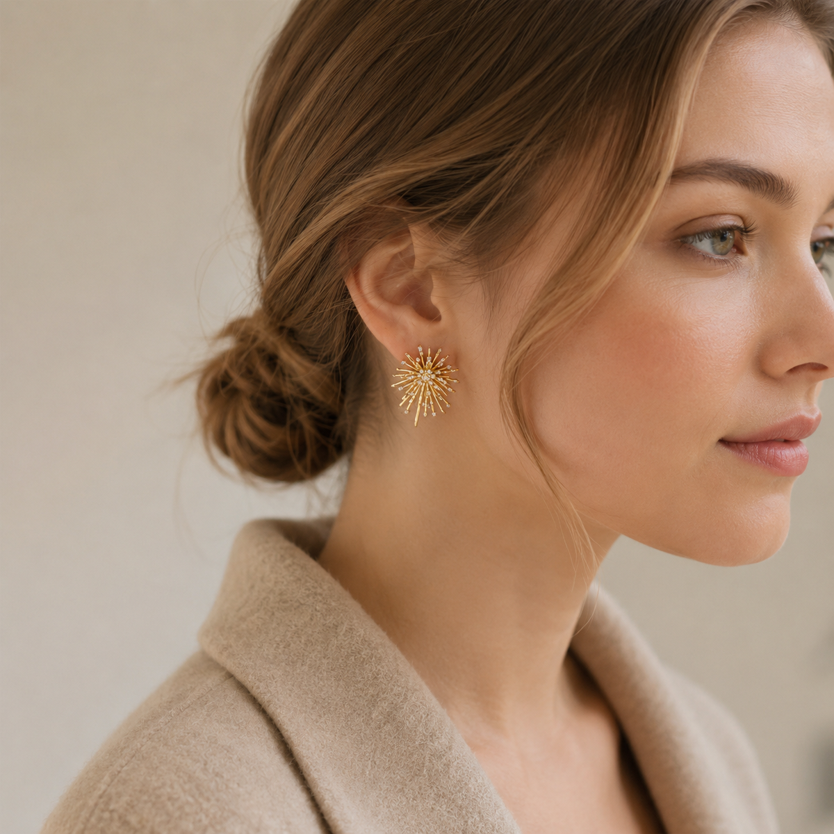 Lea – Clip earring of zirconium fire flash