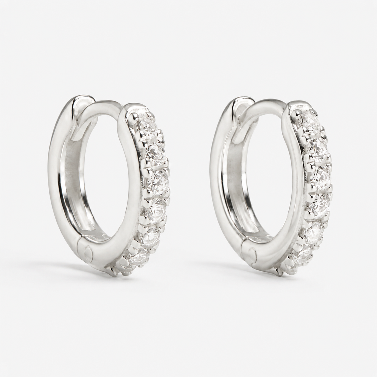Cleo - Huggies of Micro Pave Silver