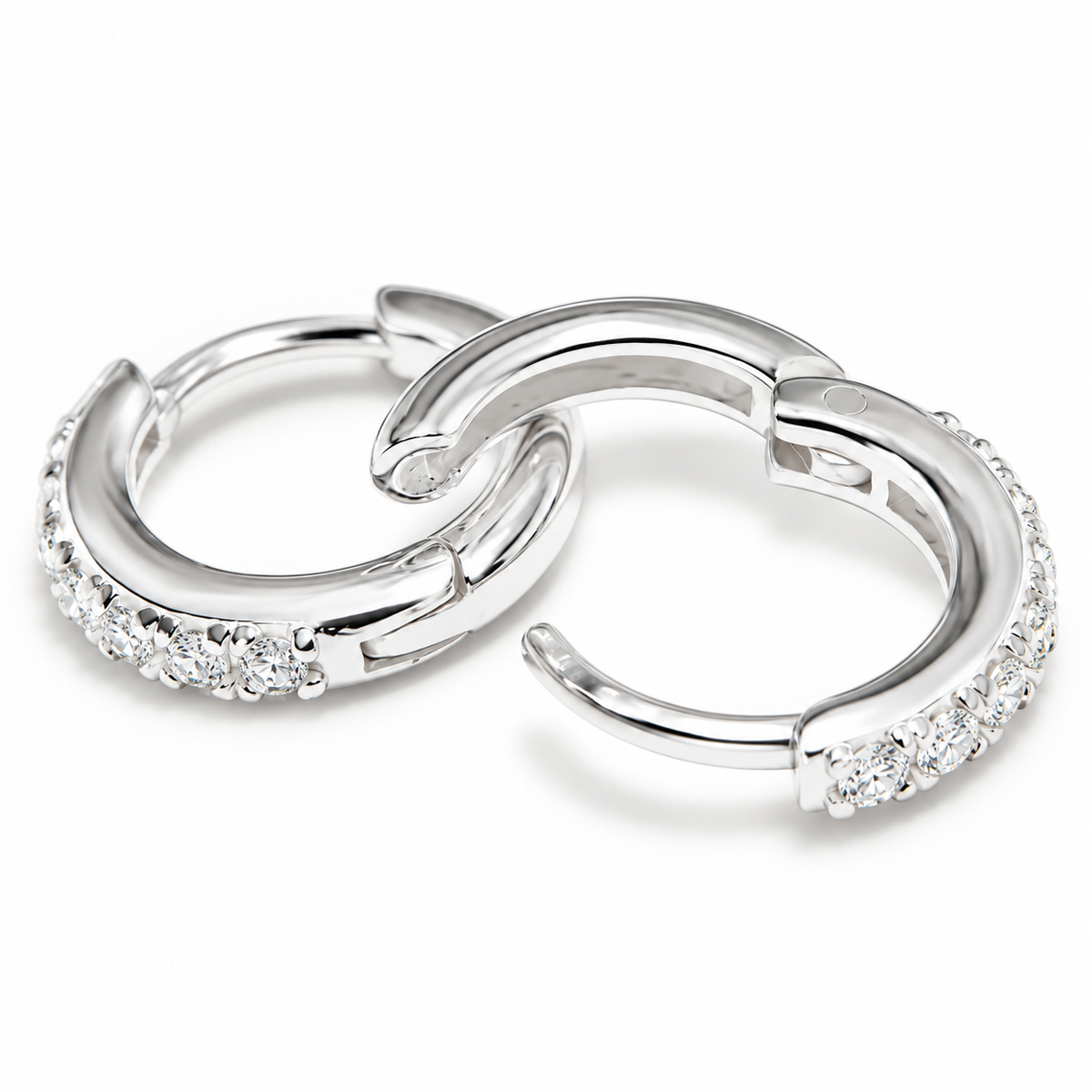 Cleo - Huggies of Micro Pave Silver