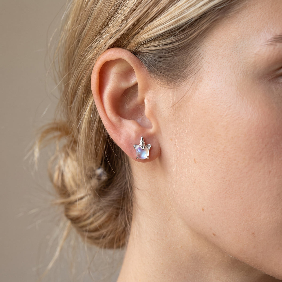 Pegah - Silver Unicorn Stone Earrings