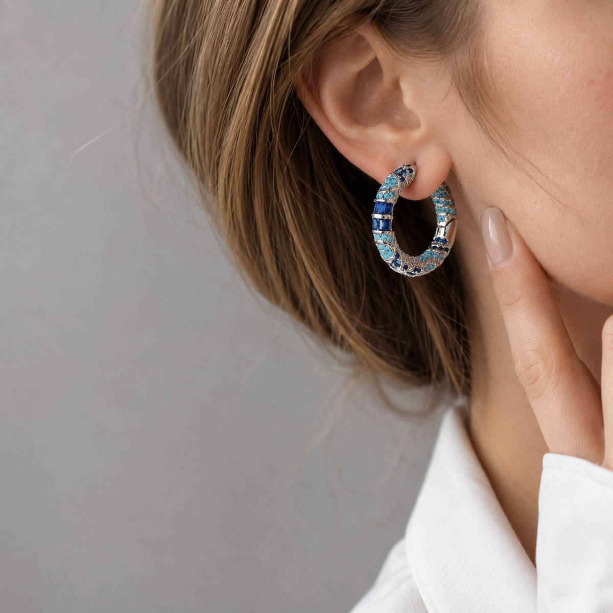 Naelle – Blue cubic zirconia hoops