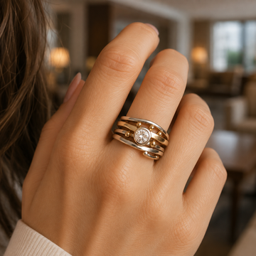 Rhian – Vintage gold ring with set cubic zirconia