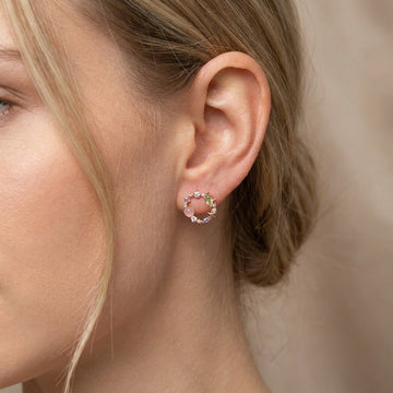 Florina – Crystal Flower and Rose Gold Earrings