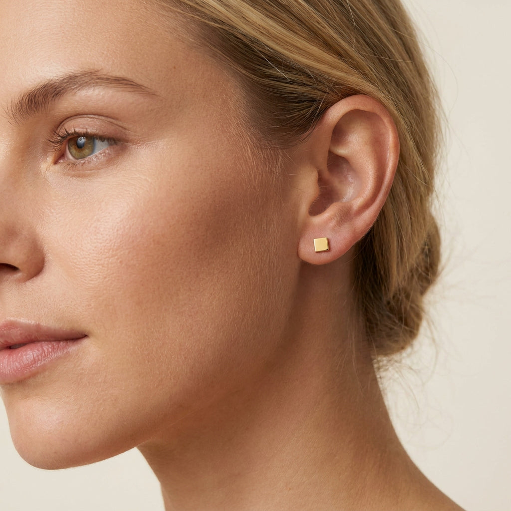 Yasuko - Minimalist Cube Earrings