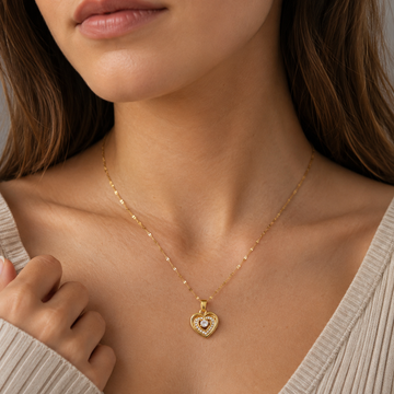 Love Heart Pendant - Double Layer Necklace