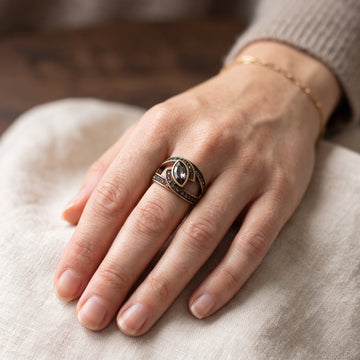 Amena – Elegant Ring of Black Crystal