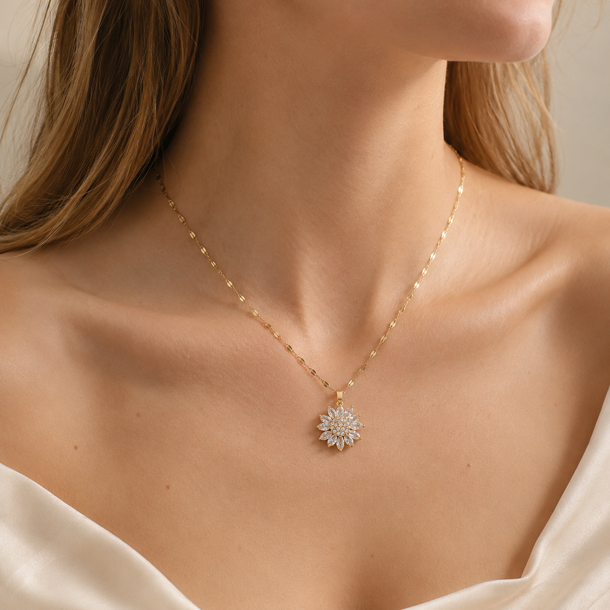 Anaya – Bright Sunflower Necklace with Spikes