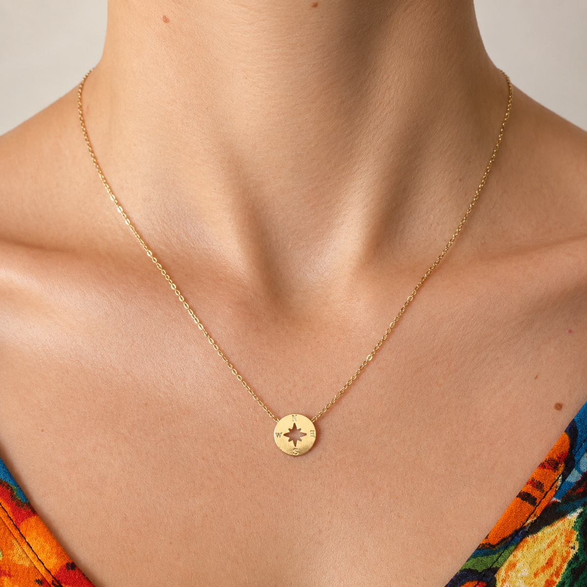 Runder Kompass - Charm Necklace