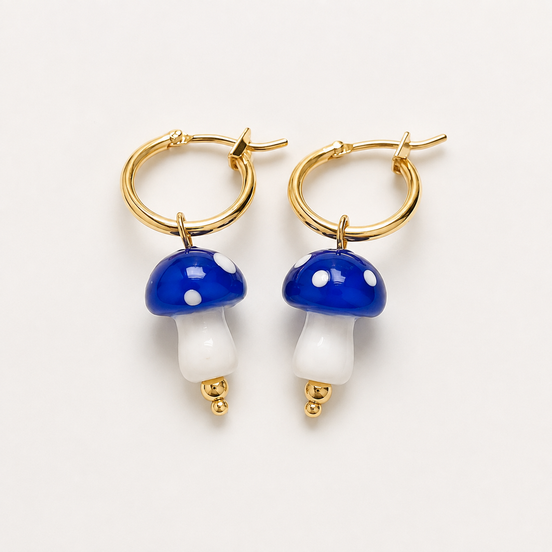 Kira - Blue Mushroom Hoop Earrings