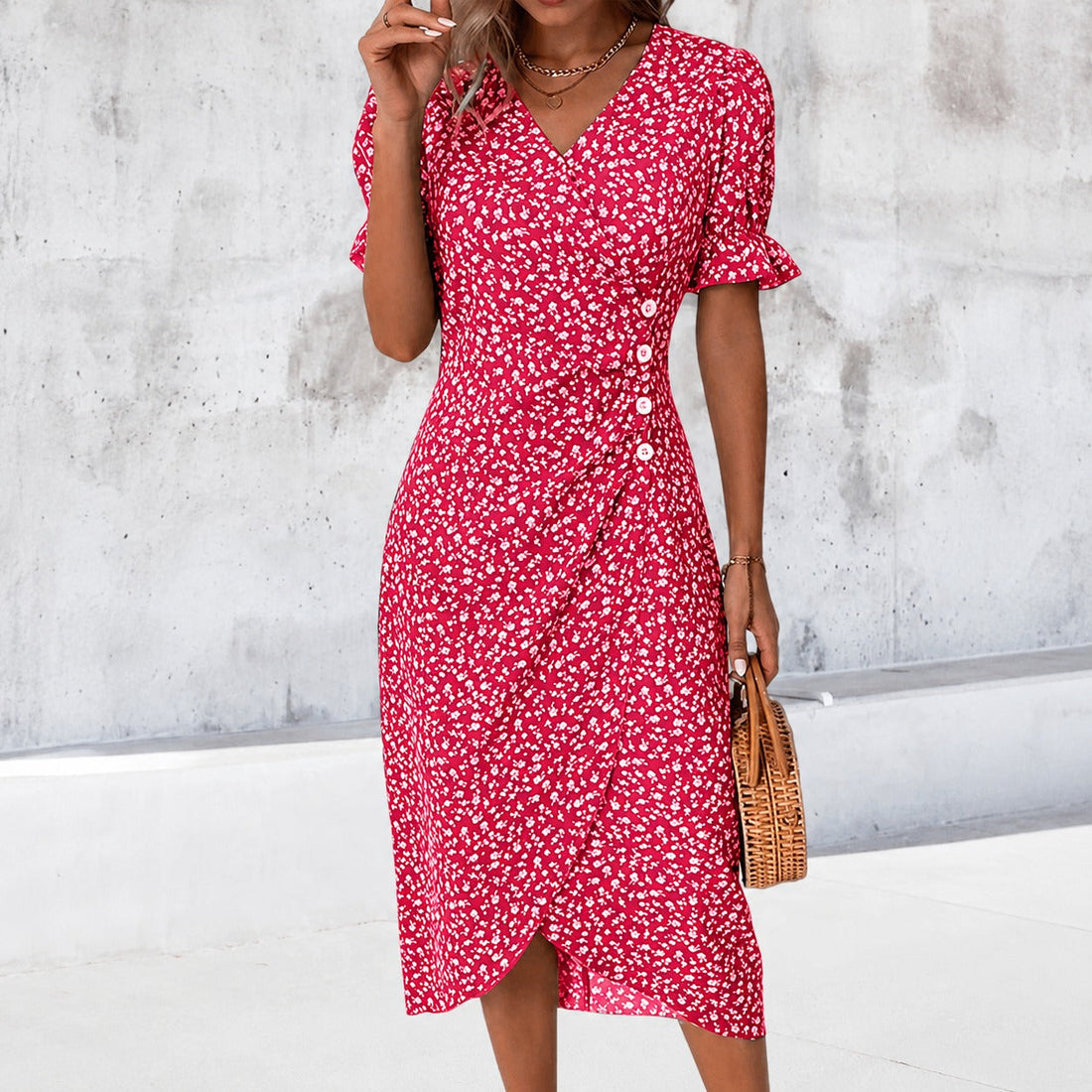 Gabriella - Chic Floral Irregular Dress