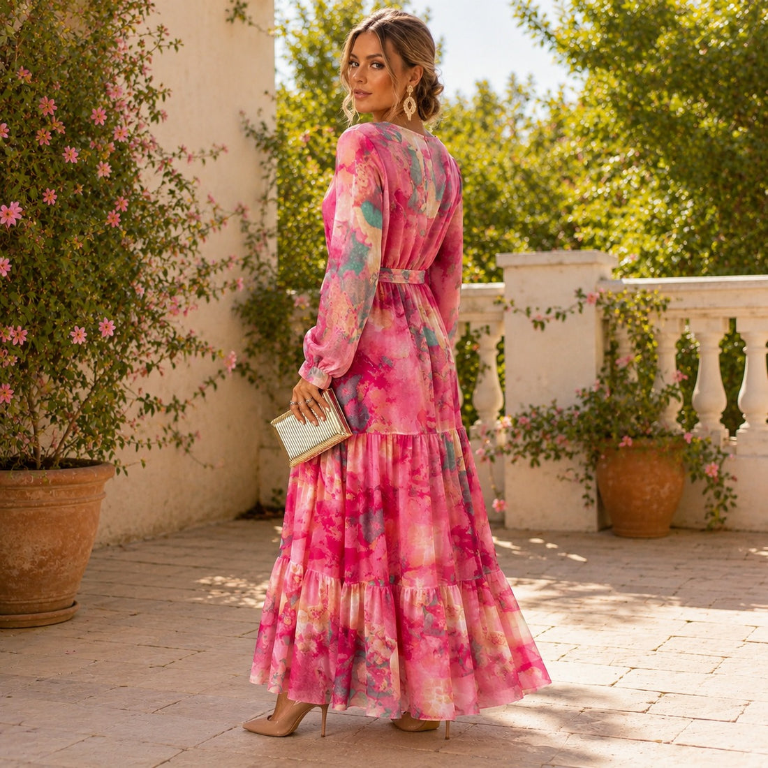 Carroll - Floral Long Sleeved Dress