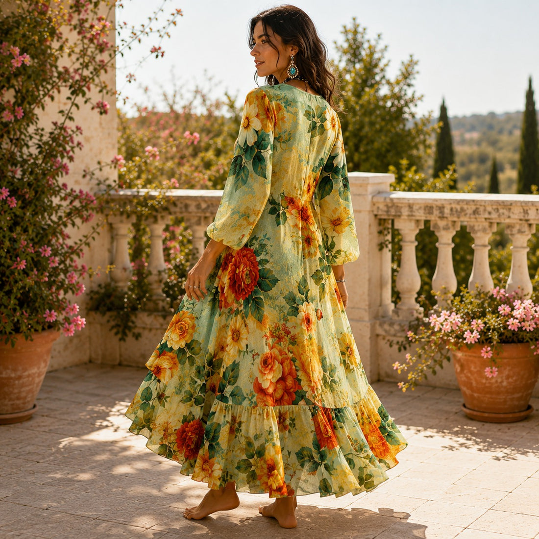Amanda - Relaxed Long Sleeved Flowy Dress