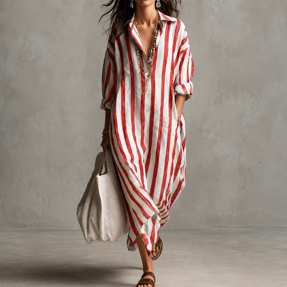 Elysia - Relaxed Long Sleeve Shirt Dress