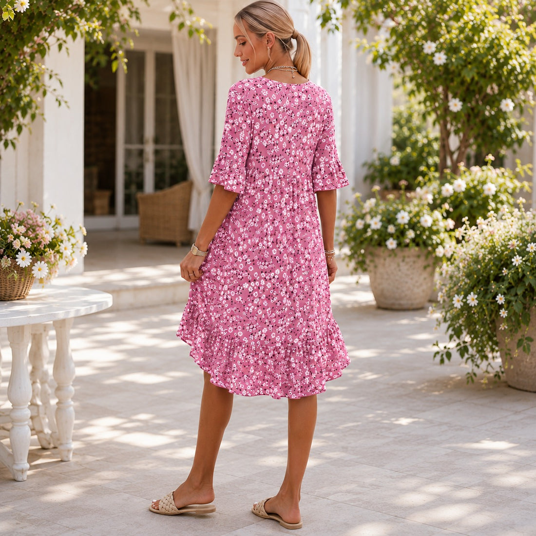 Lilian - Elegant Floral Flowy Dress