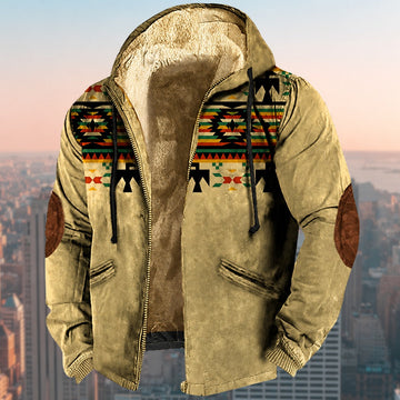 Laszlo - Hooded jacket with tribal pattern for men