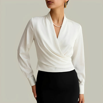 Livia - Elegant Long Sleeve Wrap Blouse