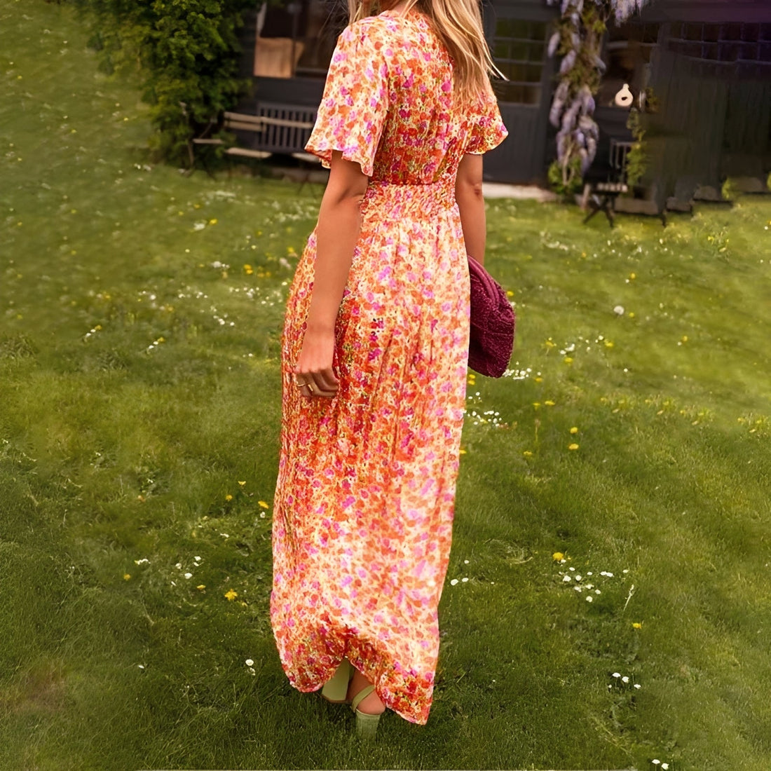 Ophelia - Fashionable V-Neck Dress