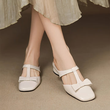 Jean - Stylish Bow Mules Sandals