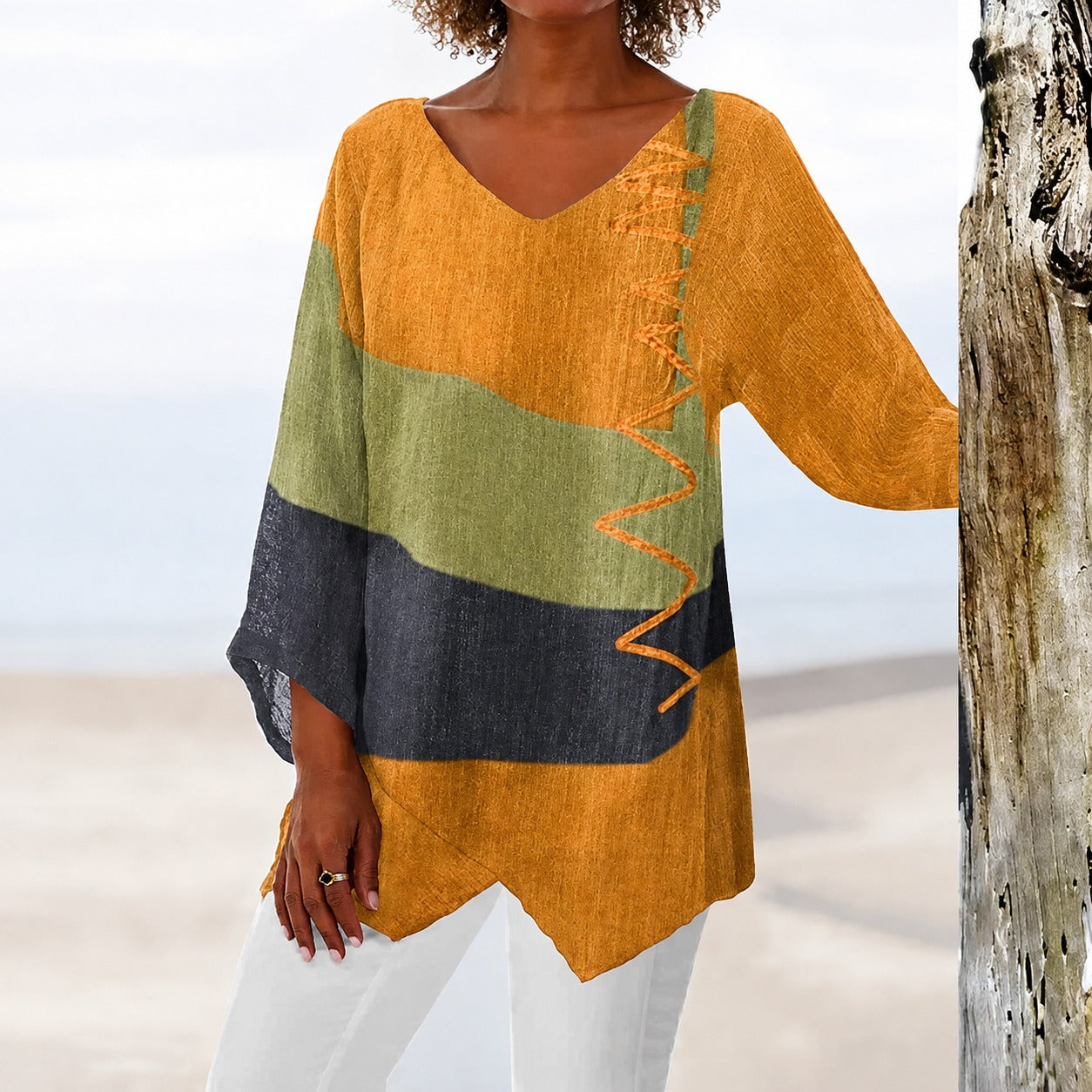 Eli - Colorful Blouse that Covers the Belly