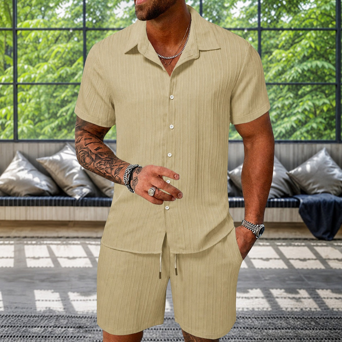 Albie - Relaxed Textured Shirt Set