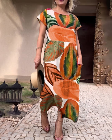 Sami - Fashionable Short Sleeve Slit Dress