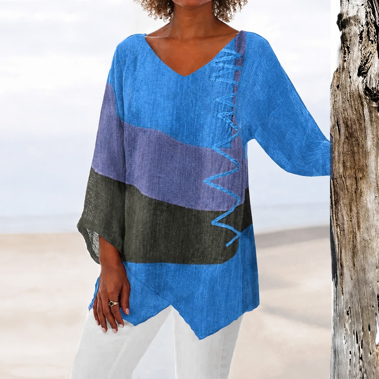 Eli - Colorful Blouse that Covers the Belly
