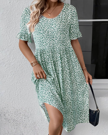Michaela - Flower Pattern Midi Dress