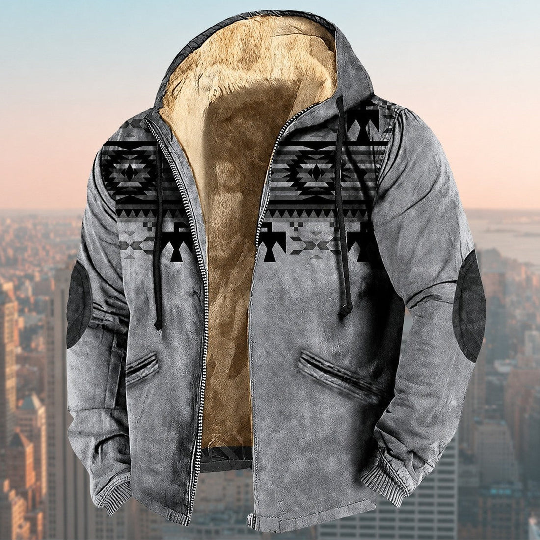 Laszlo - Hooded jacket with tribal pattern for men