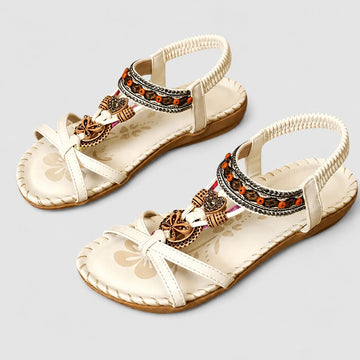Eleanor - Stylish Rhinestone Flat Sandals