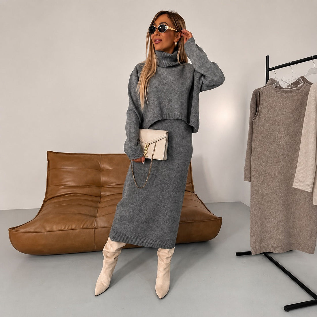 Odette - Casual set with dress and turtleneck sweater