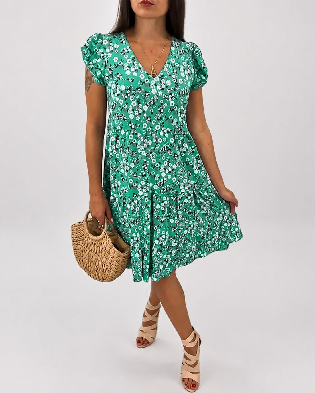 Gwen - Casual Floral Mid-Length Dress