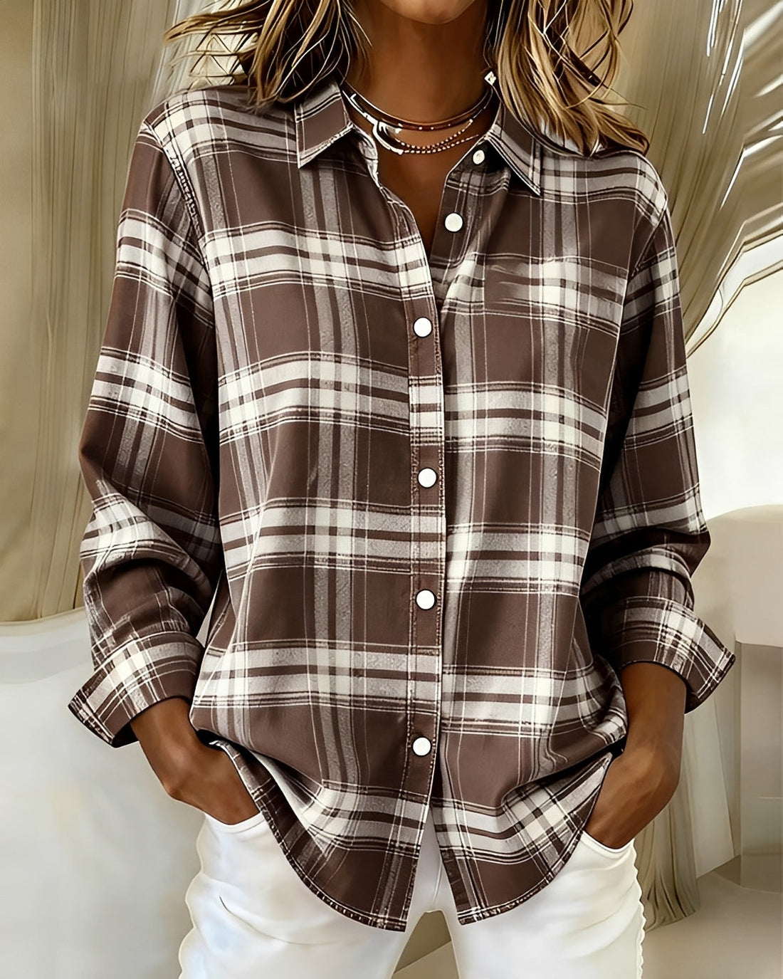 Eliza - Relaxed Long-Sleeve Plaid Shirt