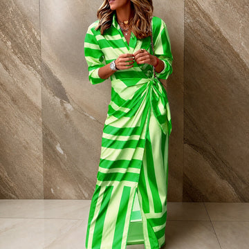 Aliza - Stylish Striped Wrap Dress