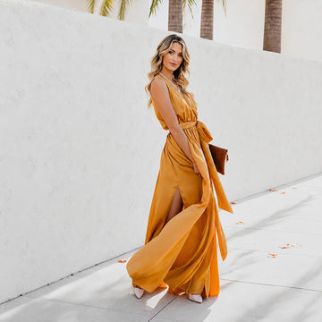 Kareem - Casual Long Dress with Waist Belt