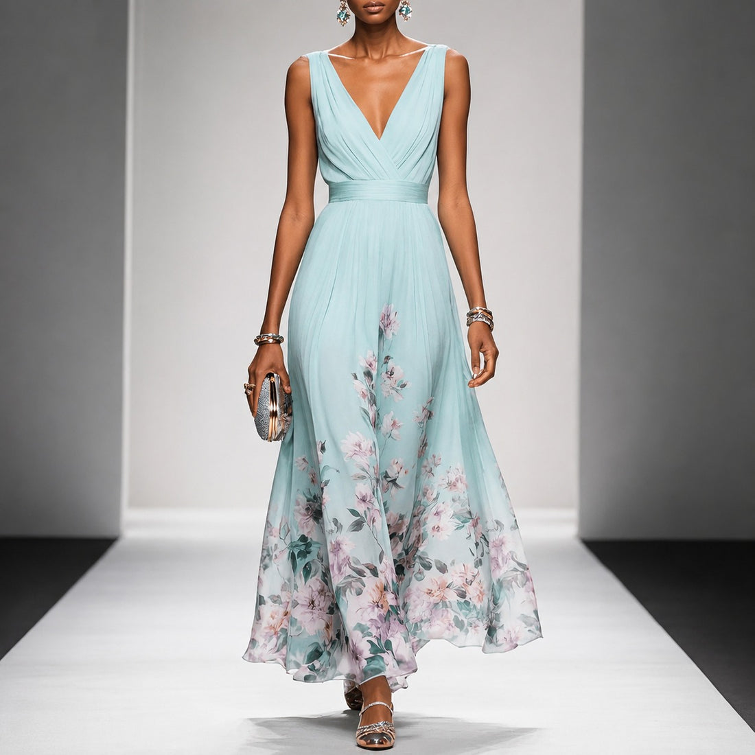 Tanisha - Floral Chiffon Maxi Dress