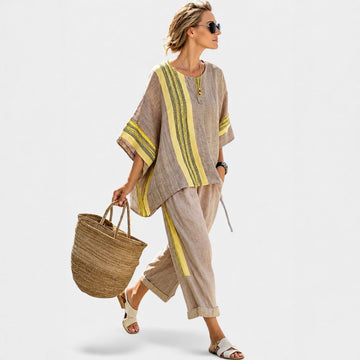 Libbie - Comfortable Striped Tunic and Pants Set