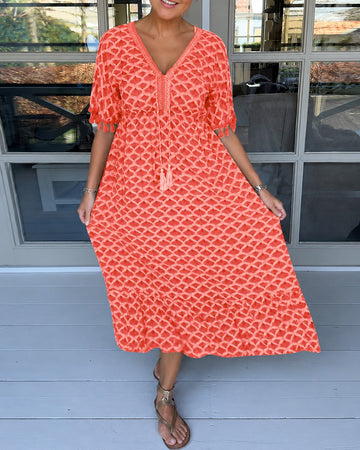 Cara - Fashionable V-neck Dress