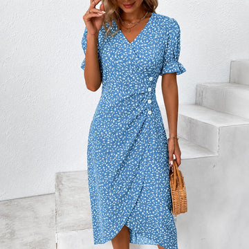 Gabriella - Chic Floral Irregular Dress