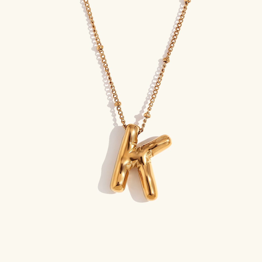 Gold Balloon Initial Necklace