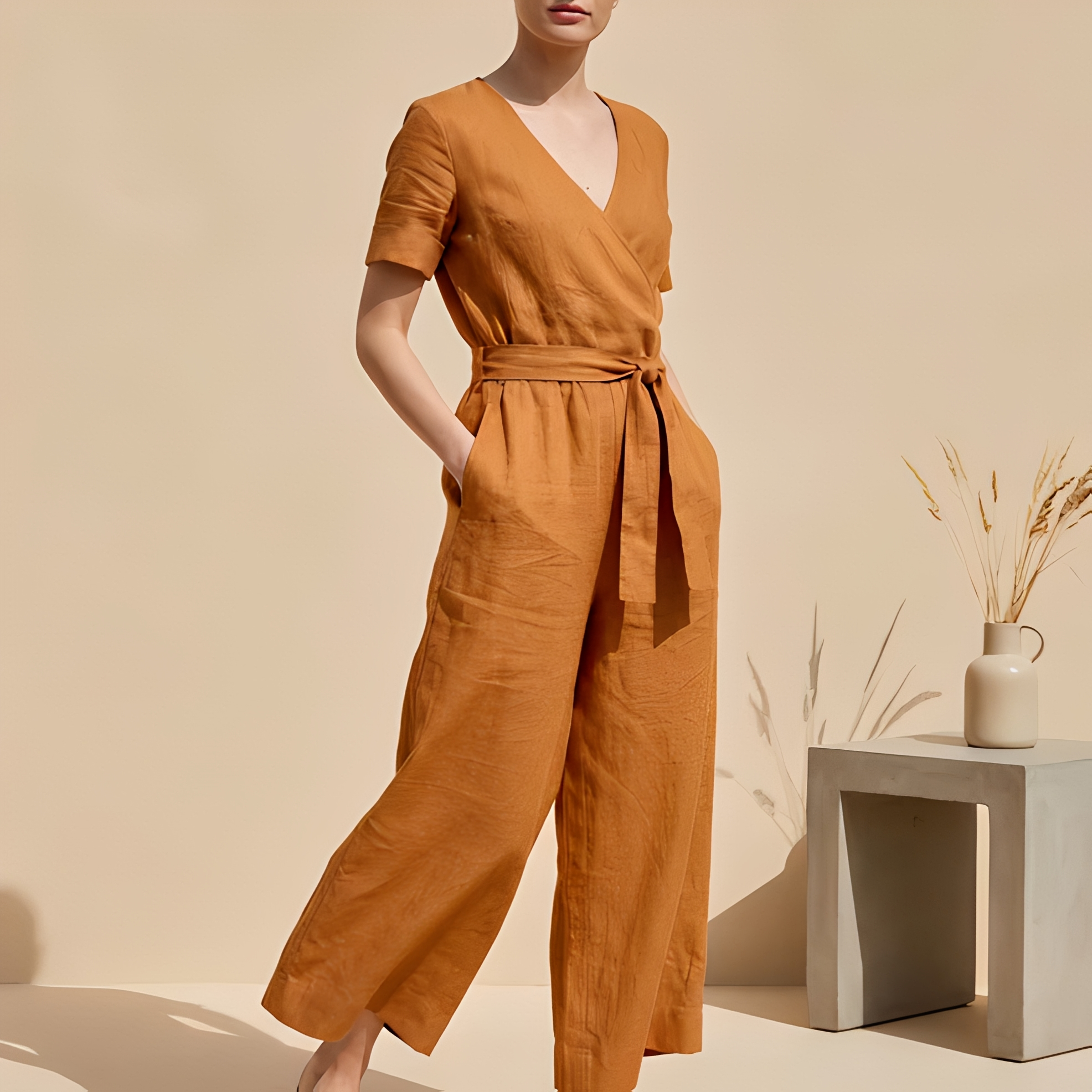 Charliya - Women's stylish front-tie jumpsuit