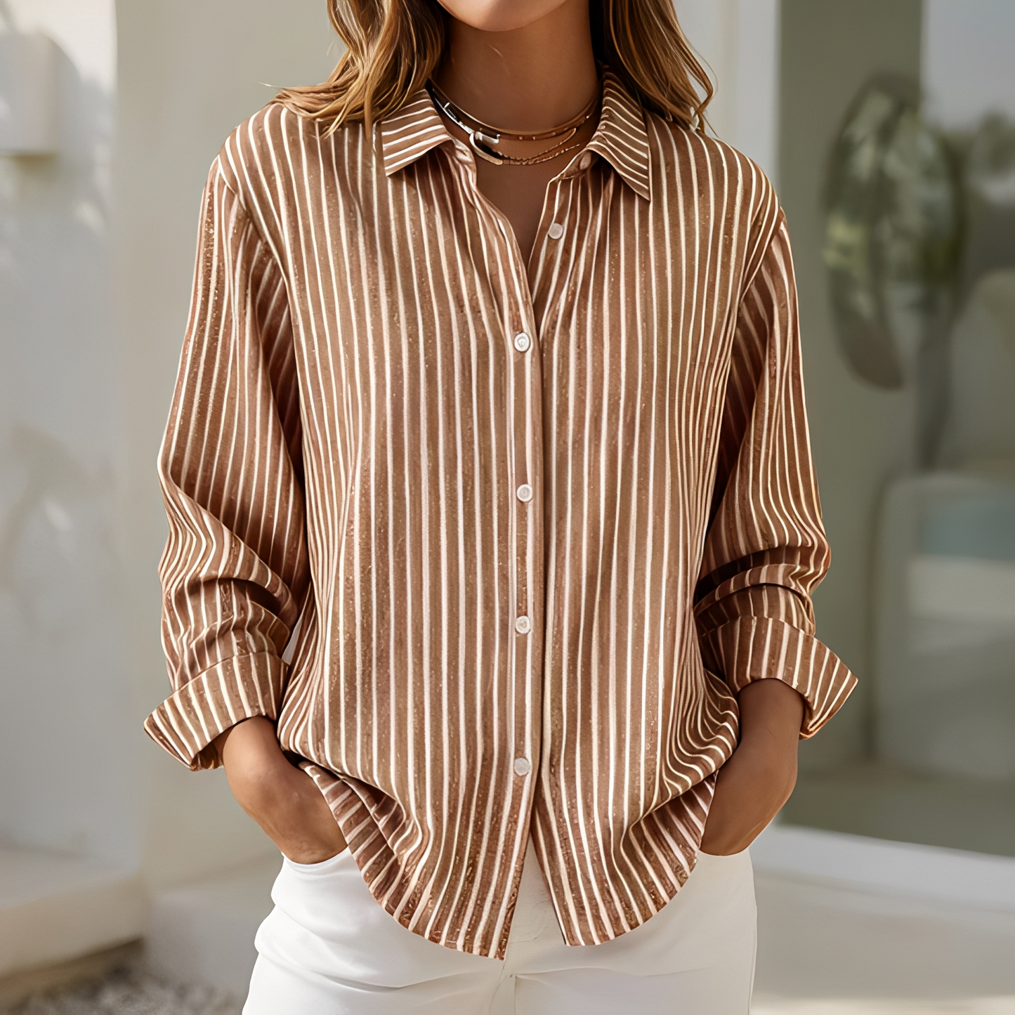 Lenna - Women's relaxed fit striped summer shirt