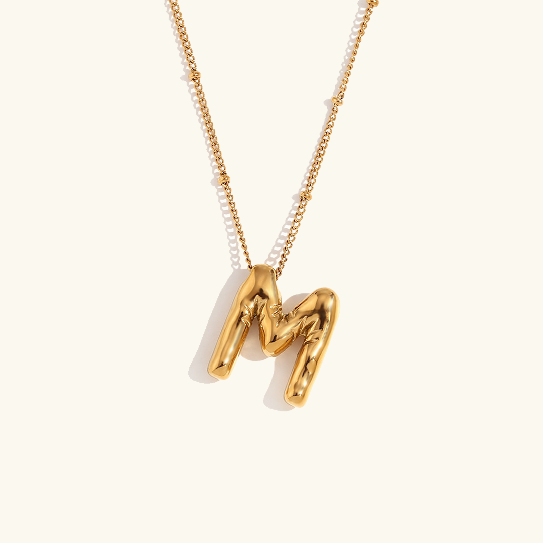 Gold Balloon Initial Necklace