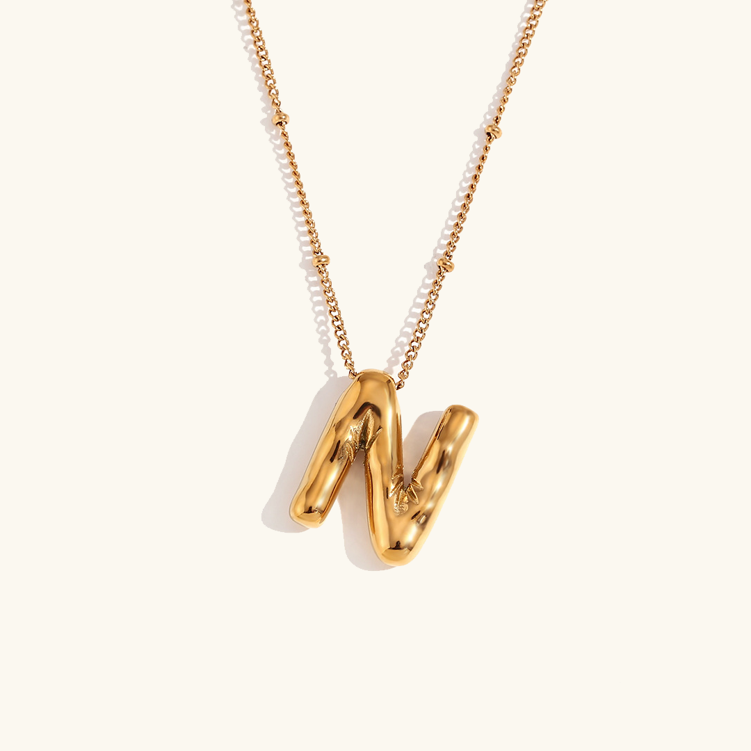 Gold Balloon Initial Necklace