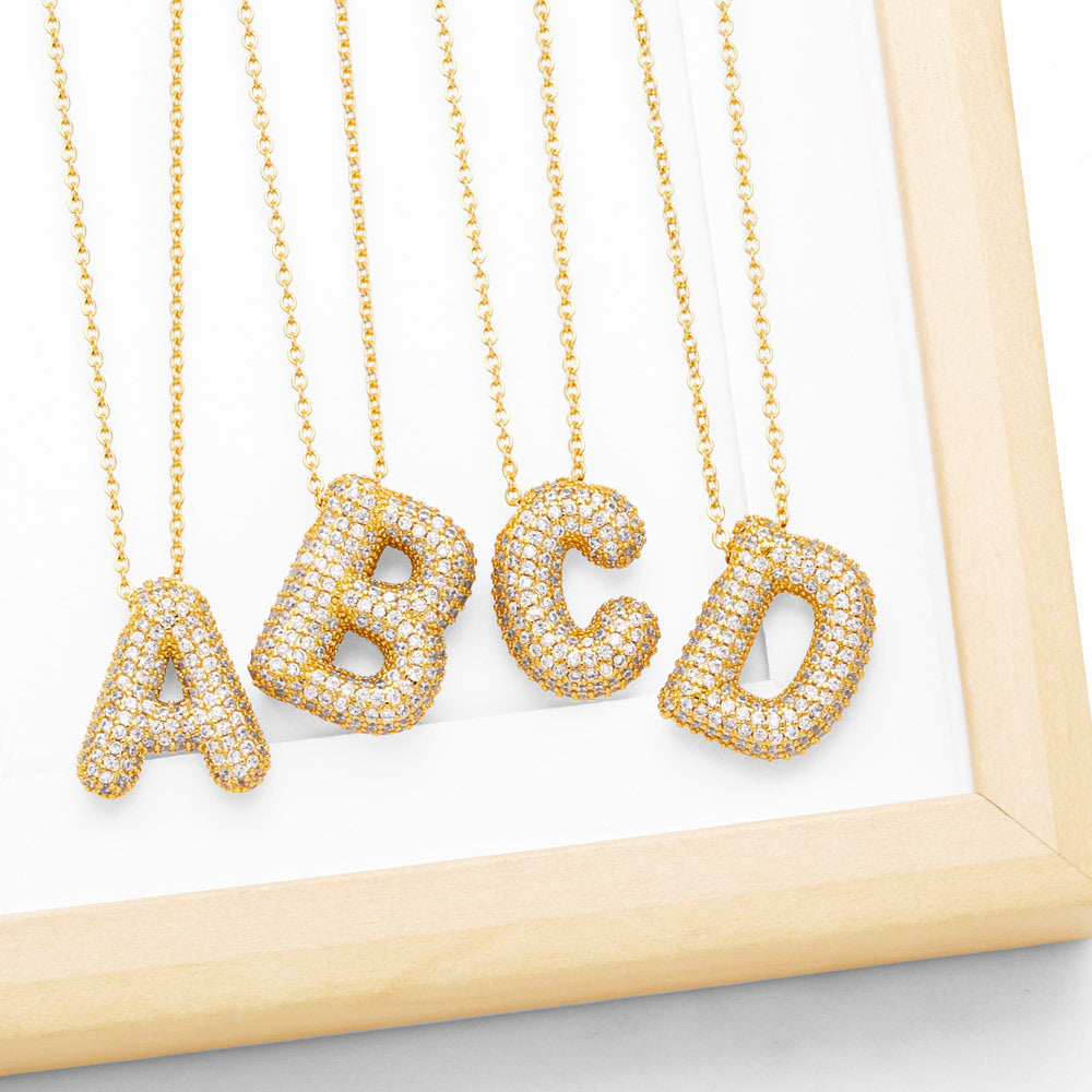 Shiny Bubbling Necklace with Embedded Letter